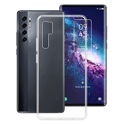 HHUAN Phone Case for TCL 20 Pro 5G (6.67 inch), Shockproof TPU Bumper Shell for TCL 20 Pro 5G, Transparent Soft Silicone Anti-Scratch Phone Cover [ Anti-Yellowing ] - Clear