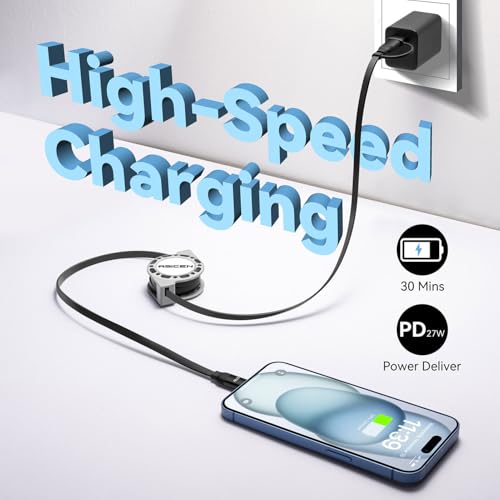 3-in-1 Retractable Charging Cable USB C Lightning Adapter USB A/C to Lightning Cable 27W PD [Fast Charging & Data Sync] Multiple Charger for iPhone 14 13 12 11 Xs X SE 8 7 6 5s Plus,iPad,iPod
