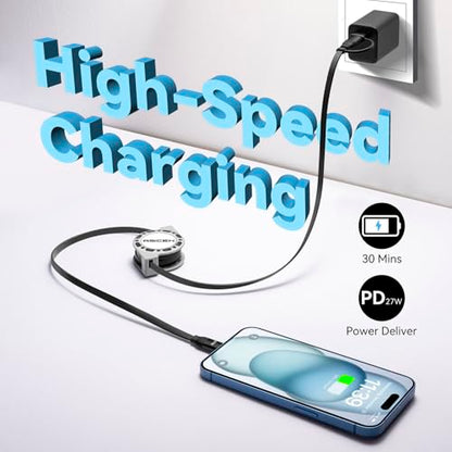 3-in-1 Retractable Charging Cable USB C Lightning Adapter USB A/C to Lightning Cable 27W PD [Fast Charging & Data Sync] Multiple Charger for iPhone 14 13 12 11 Xs X SE 8 7 6 5s Plus,iPad,iPod