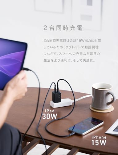 CIO NovaPort Duo II 45W2C Dual USB-C GaN Fast Charge Block (Black) - color: Black