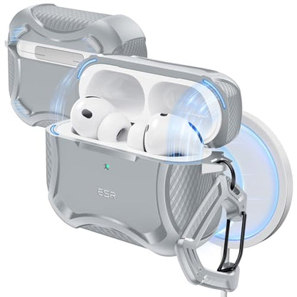 ESR for AirPods Pro 3 Case (2025), Magnetic Lid, Cyber Tough Series, Gray - color: Gray, size: AirPods Pro 3 Case