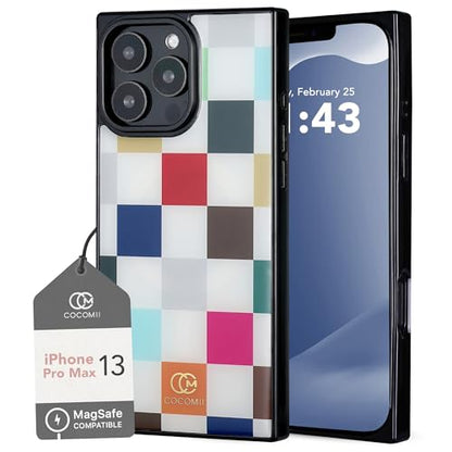 COCOMII Rectangle for iPhone 13 Pro Max Case, Le Carré de Luxe Checkered | Compatible with MagSafe Wireless Charging, Shockproof 10ft Drop Protection, Camera & Screen Protection, Premium Glossy Finish - color: Le Carré de Luxe Checkered, size: iPhone 13 P