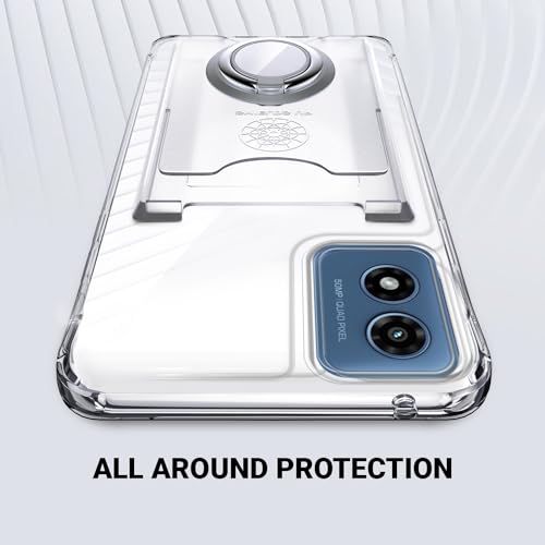 Shields Up for Moto G Play 2024 Case, Wallet Case with Card Holder, Clear | Minimalist Wallet Case, 3 Card Slots, 360° Rotation Ring Stand/Kickstand, Drop Protection Protective Cover - size: Moto G Play 2024