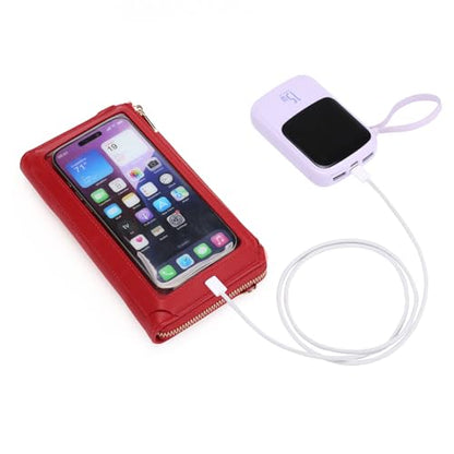 GOIACII Phone Purse Crossbody Bags for Women Small Travel Wallet Touch Screen RFID Blocking - color: A08 Bright Red