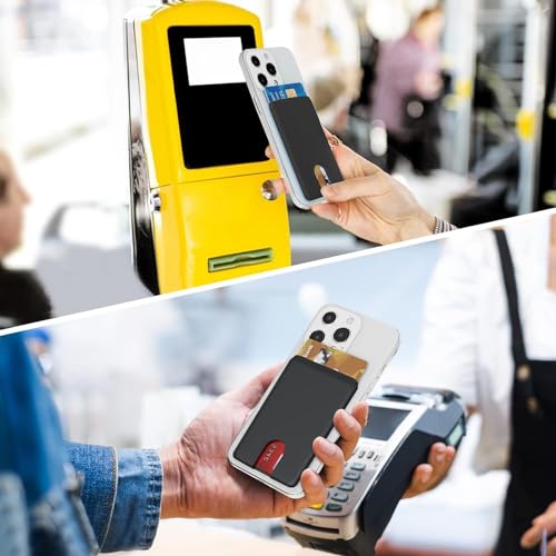 Senose Phone Card Holder, Silicone Anti Slip Out Phone Wallet Stick On - color: Black*3