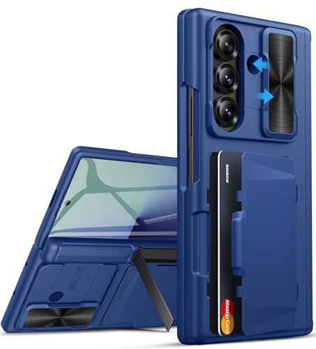 for Samsung Galaxy Z Fold 7 Case Stand, Built-in & Camera Cover & Card Holder & Hinge Protection & Screen Protector, Wallet Rugged Full Body Protective Phone Case for Galaxy Z Fold 7 2025, Blue - color: Blue-Z