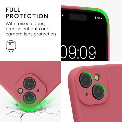 kwmobile Case Compatible with Apple iPhone 15 Case - Slim TPU Silicone Phone Cover - Soft Touch Finish - Dark Rose - color: Dark Rose, size: iPhone 15