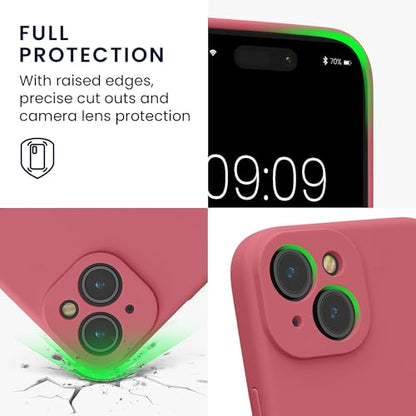 kwmobile Case Compatible with Apple iPhone 15 Case - Slim TPU Silicone Phone Cover - Soft Touch Finish - Dark Rose - color: Dark Rose, size: iPhone 15