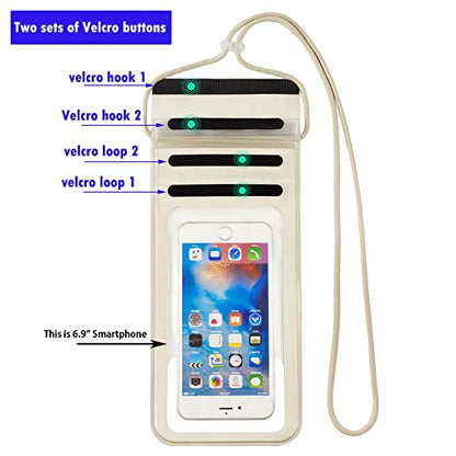 Waterproof Phone Pouch,IPX8 Waterproof Phone Case Bag Holder Dry Pouch for iPhone 13 Pro Max/13 Pro/13/12/12 Pro Max/11/11 Pro Max/Xs Max/XR to 6.9" for Kayaking Swimming Beach(Gold) - color: Gold to 6.9"