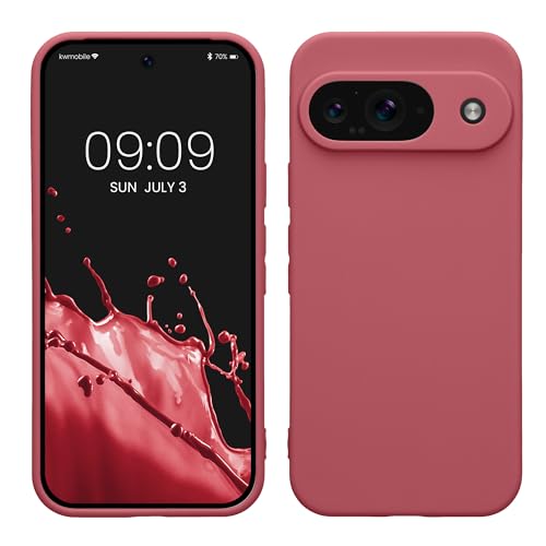kwmobile Case Compatible with Google Pixel 9 Case - Protective Slim TPU Phone Cover - Soft Matte Finish - Dark Rose - color: Dark Rose, size: Pixel 9
