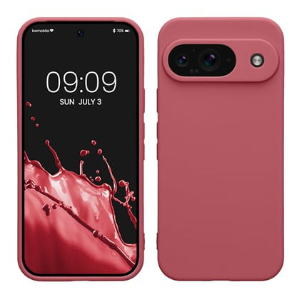 kwmobile Case Compatible with Google Pixel 9 Case - Protective Slim TPU Phone Cover - Soft Matte Finish - Dark Rose - color: Dark Rose, size: Pixel 9