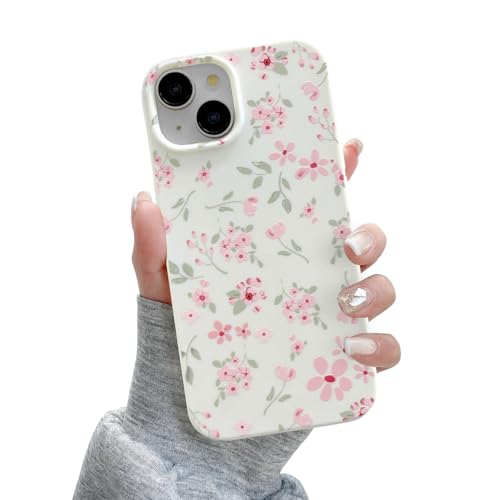 QLTYPRI for iPhone 13 Case Cute Pink Floral Flower, Pink | Cute Flower Pattern Aesthetic Phone Case,Raised Camera Protection,Slim Soft TPU Shockproof Protective Cover for Girls Women - color: Pink, size: iPhone 13