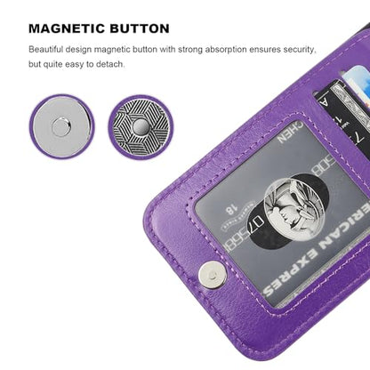 KIHUWEY for iPhone 14 Wallet Case Card Holder Kickstand, Dark Purple - color: Dark Purple