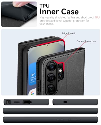 OCASE for Samsung Galaxy S26 Ultra Wallet Case, Card Holder, Black | RFID Blocking, Kickstand, Magnetic Closure, PU Leather Flip Folio, Shockproof TPU Shell, Protective Phone Cover (6.9") 2026 - color: Black, size: Samsung Galaxy S26 Ultra