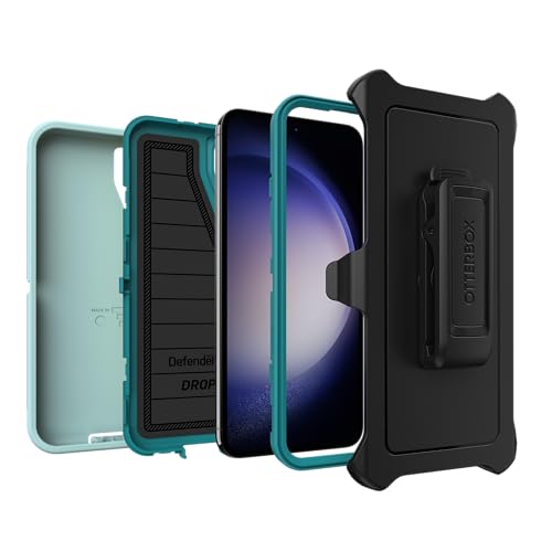 OtterBox Galaxy S23+ (Only) - Defender Series Case - Sunset Lagoon (Blue) - Rugged & Durable - with Port Protection - Includes Holster Clip Kickstand - Non-Retail Packaging - color: Sunset Lagoon (Blue)