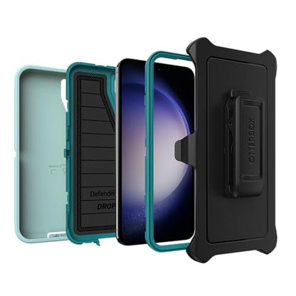 OtterBox Galaxy S23+ (Only) - Defender Series Case - Sunset Lagoon (Blue) - Rugged & Durable - with Port Protection - Includes Holster Clip Kickstand - Non-Retail Packaging - color: Sunset Lagoon (Blue)