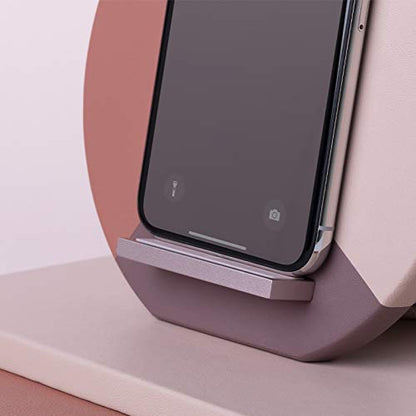Native Union Dock Marquetry Wireless Charger–Genuine Italian Leather High Speed [Qi Certified] 10W Versatile Fast Wireless Charging Stand with iPhone 11/11Pro/11Pro Max(Rose) - color: Marquetry Rose