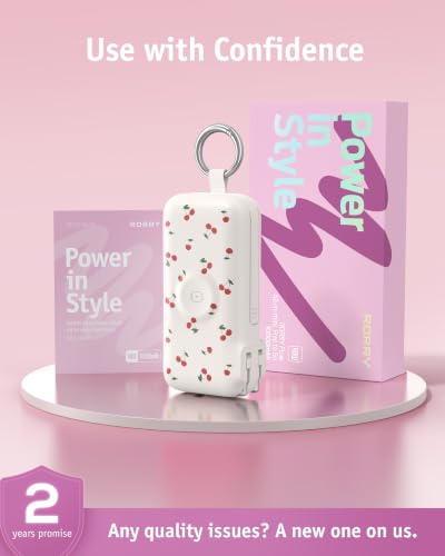 RORRY Flow Portable Charger 10000mAh 40W Wall Plug Power Bank Battery Pack - color: Cherry Print