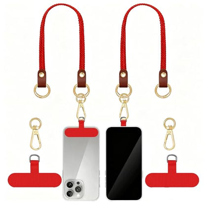 Hovmwey Stretchy Phone Lanyard Tether, 2 Pack Phone Leash Anti-theft Phone Strap for Anti-drop Outdoor Hiking Cycling Climbing Universal for Most Cell Phones, Red - color: Red
