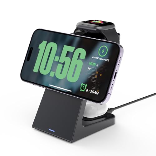 25W Magnetic Wireless Charging Stand for Mag-Safe, 3 in 1 Fast Wireless Charger Station for iPhone 17 Pro Max/17 Air/16 Pro/16 Plus/15/14/13/12 mini,Air Pods,Apple Watch