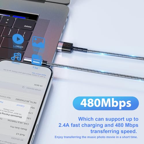 5Pack Right Angle Short iPhone Charger Cable 【15CM+30CM*2+50CM+1M】，90 Degree Apple USB A to Lightning Cable, Nylon Braided Sync Data Fast Charge Cord for iPhone 14 13 12 11 Pro Max Xs Xr 8 7 6 Plus SE