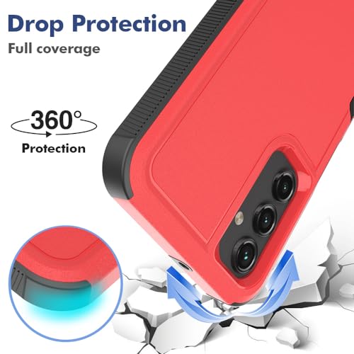 for Galaxy A15 5G Phone Case, [Military Grade Drop Tested] with HD Screen Protector, Dual Layer Protective Heavy Duty Cell Phone Cover Non-Slip Shockproof Rugged Case for Samsung Galaxy A15 5G (Red) - color: Red