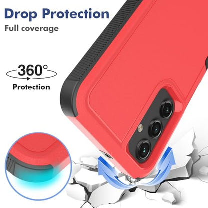 for Galaxy A15 5G Phone Case, [Military Grade Drop Tested] with HD Screen Protector, Dual Layer Protective Heavy Duty Cell Phone Cover Non-Slip Shockproof Rugged Case for Samsung Galaxy A15 5G (Red) - color: Red