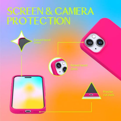 FELONY CASE - iPhone 13 / iPhone 14 Case - Neon Pink Silicone Phone Cover | Liquid Silicone with Anti-Scratch Microfiber Lining, 360° Shockproof Protective Case for Apple iPhone 13 / iPhone14 - color: Neon Pink, size: iPhone 13/14 without MagSafe
