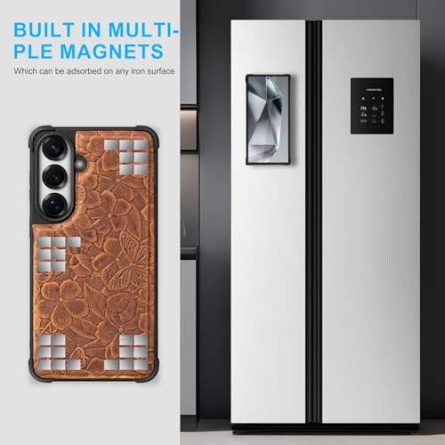 Genuine Leather Wallet Case for Samsung Galaxy S26+, Brown | 2-in-1 Magnetic Detachable, Flip Folio Cover, Card Slots, RFID Blocking, Shockproof Protection - color: Brown, size: S26+ - 6.7''
