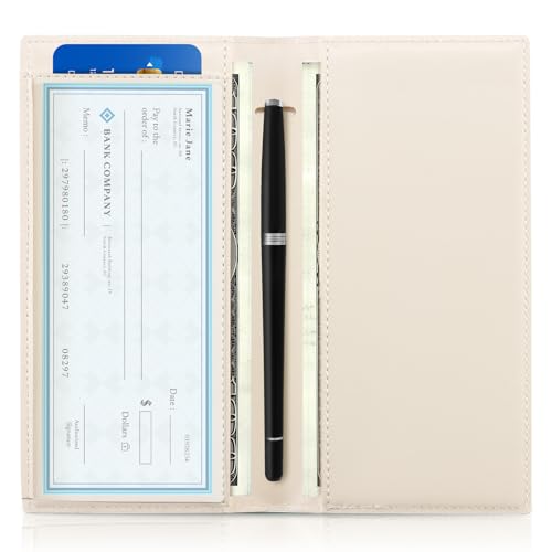 CoBak Checkbook Cover for Women & Men - PU Leather Case with RFID Blocking | Classic Design Check Book Holder for Personal and Business - color: Blue Bloom Symphony