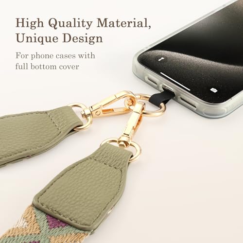 Diaclara Clip and Go Phone Strap with Zipper Pouch- Stylish Crossbody Adjustable Chain Lanyard with Leather Wallet for All Phones, Black and White - color: Black and White