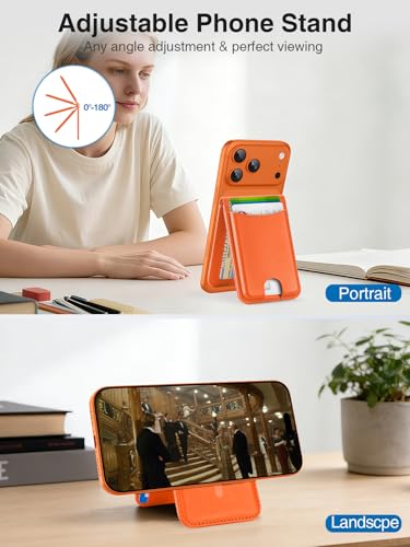 TopMade for MagSafe Wallet Works with Find My, Strongest Magnetic Wallet - color: Orange