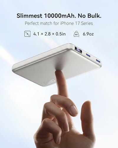 INIU for MagSafe Qi2.2 25W Portable Charger, Slimmest 10000mAh Power Bank - color: White