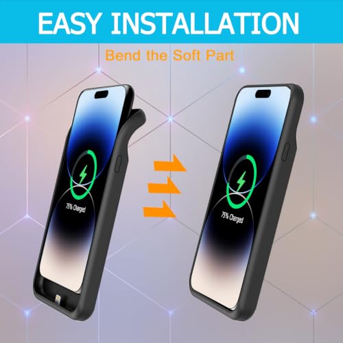 Battery Case for iPhone 14 Pro, Upgraded 10000mAh Rechargeable Portable Extended Battery Pack Support Qi Wireless Charging Case Compatible with iPhone 14 Pro (6.1 inch) Charger Case & Carplay (Black) - size: iPhone 14 Pro