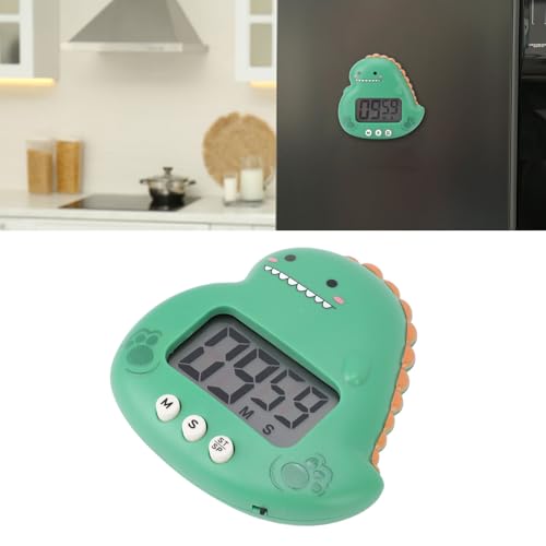 CCYLEZ Kids Timer, Cute Dinosaur Shape with Large LCD Display Digital Countdown Stopwatch for Children Teachers Students ABS Plastic Green - color: Green