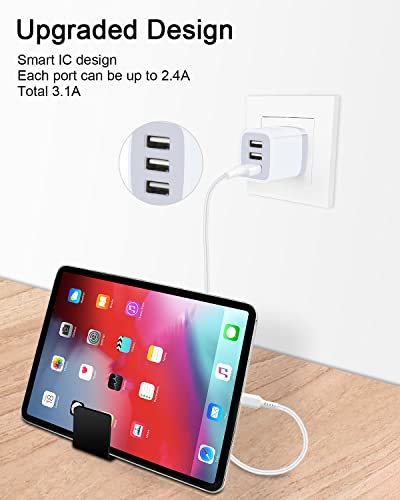 USB Charger Cube Wall Charger Plug AILKIN 3.1A 3 Muti Port USB Adapter Plug - color: Wall Charger White