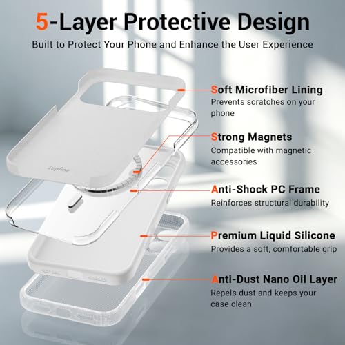 SUPFINE Silicone & Magnetic for iPhone 17 Pro Case White - color: White, size: iPhone 17 Pro