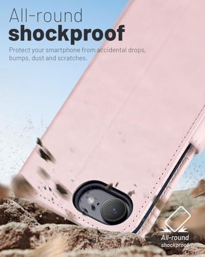 OCASE for iPhone 17e/iPhone 16e Wallet Case, Card Holder, Pink | RFID Blocking, Kickstand, Magnetic Closure, PU Leather Flip Folio, Shockproof TPU Shell, Protective Phone Cover (6.1") - color: Pink
