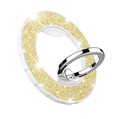 Magnetic Phone Ring Holder for magsafe, Glitter Magnetic Grip Compatible with iPhone 17 16 15 14 13 12 Pro max,Pro,Plus,Mini,Pixel 10 Series Mag Safe Accessories,Adjustable Kickstand,Gold - color: Glitter Gold