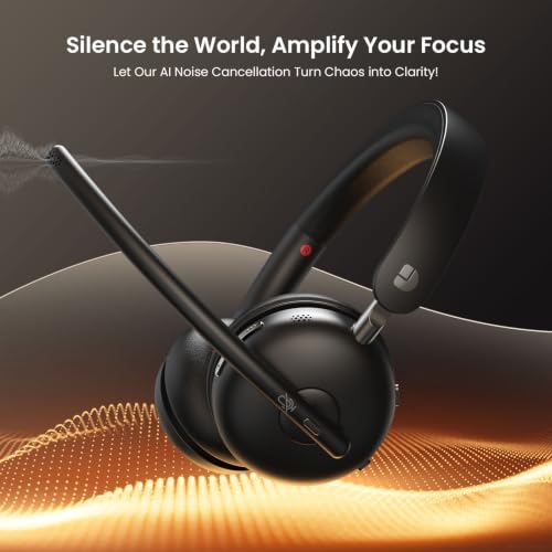 Dytole Wireless Headset with Mic for Work, Bluetooth 5.3 Headset with Noise Cancelling, Wireless Headphones with Mic & USB Dongle, 65H & Mute, Ideal for PC/Call Center/Computer/Laptop/Study