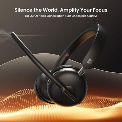 Dytole Wireless Headset with Mic for Work, Bluetooth 5.3 Headset with Noise Cancelling, Wireless Headphones with Mic & USB Dongle, 65H & Mute, Ideal for PC/Call Center/Computer/Laptop/Study