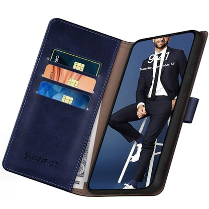 SUANPOT Compatible with Samsung Galaxy S26 Wallet case with RFID Blocking Credit Card Holder,Flip Book PU Leather Protective Cover Women Men for Samsung S26 Phone case Blue - color: Blue, size: Samsung Galaxy S26