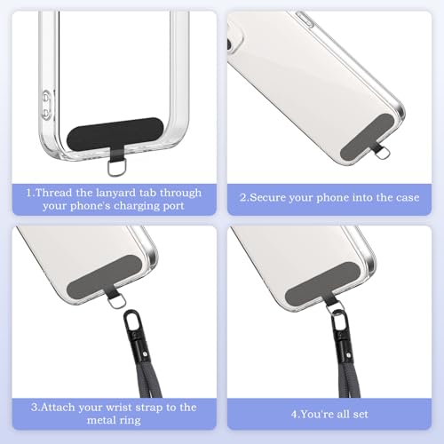 4Pcs Phone Wrist Strap with Tether Tabs, Lanyard for Phone with Ultra-Thin 0.015" Phone Tab, Adjustable Wristlet Strap 360°Rotating, Wrist Lanyard for Running Cycling Outdoor