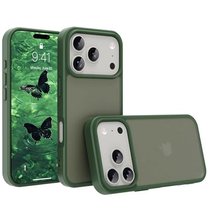 for iPhone 17 pro Case Translucent Matte Phone Cover, [10 FT Military Grade Drop Protection] Slim Durable Shockproof Protective Bumper (Green, iPhone 17 pro) - color: Green, size: iPhone 17 pro
