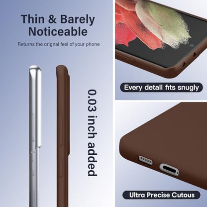 X-level for Samsung Galaxy S21 Ultra Case Slim Fit Ultra-Thin Super Soft TPU [Guardian Series] S21 Ultra Phone Back Cover Light Protective Matte Finish Coating Shockproof Case for Women Men -Brown - color: Brown
