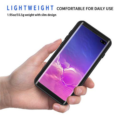 Lanhiem for Samsung Galaxy S10+ Plus Case, IP68 Waterproof Dustproof Case with Built-in Screen Protector, Rugged Full Body Shockproof Protective Cover for Galaxy S10 Plus (Black/Clear)
