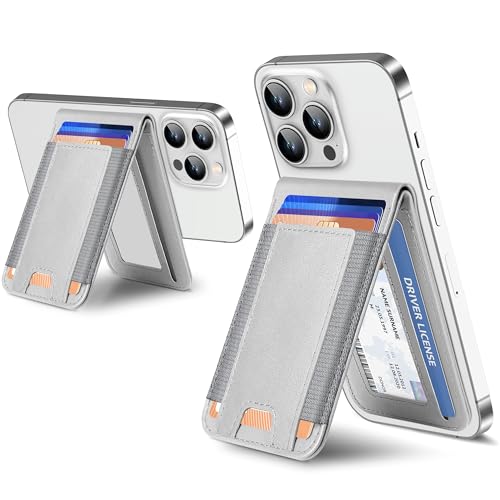 for MagSafe Wallet with Adjustable Stand, 9 Card Holder, Open ID Window - color: Gray