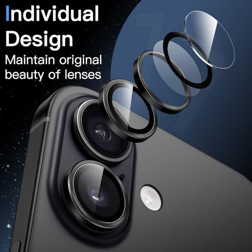 JETech Camera Lens Protector for iPhone 17, Black, 1 Set