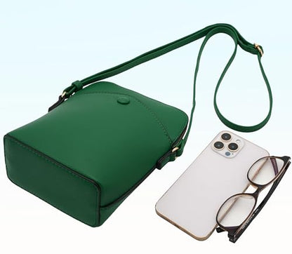 Small Crossbody Bag with Gold Hardware, Mini Shoulder Purse with Adjustable Strap - color: Kelly Green