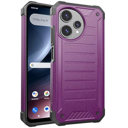 TJS for Cricket Icon Plus 2026 Phone Case, AT&T Verge 2 5G Case (Purple) | with Tempered Glass Screen Protector, Premium Tough Lined Design Hybrid Shockproof Heavy Duty Phone Case Cover - color: Purple